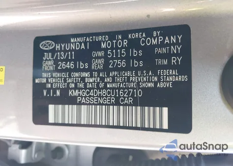 2012 Hyundai Genesis 5.0 R-Spec from USA, damaged, VIN KMHGC4DH8CU162710